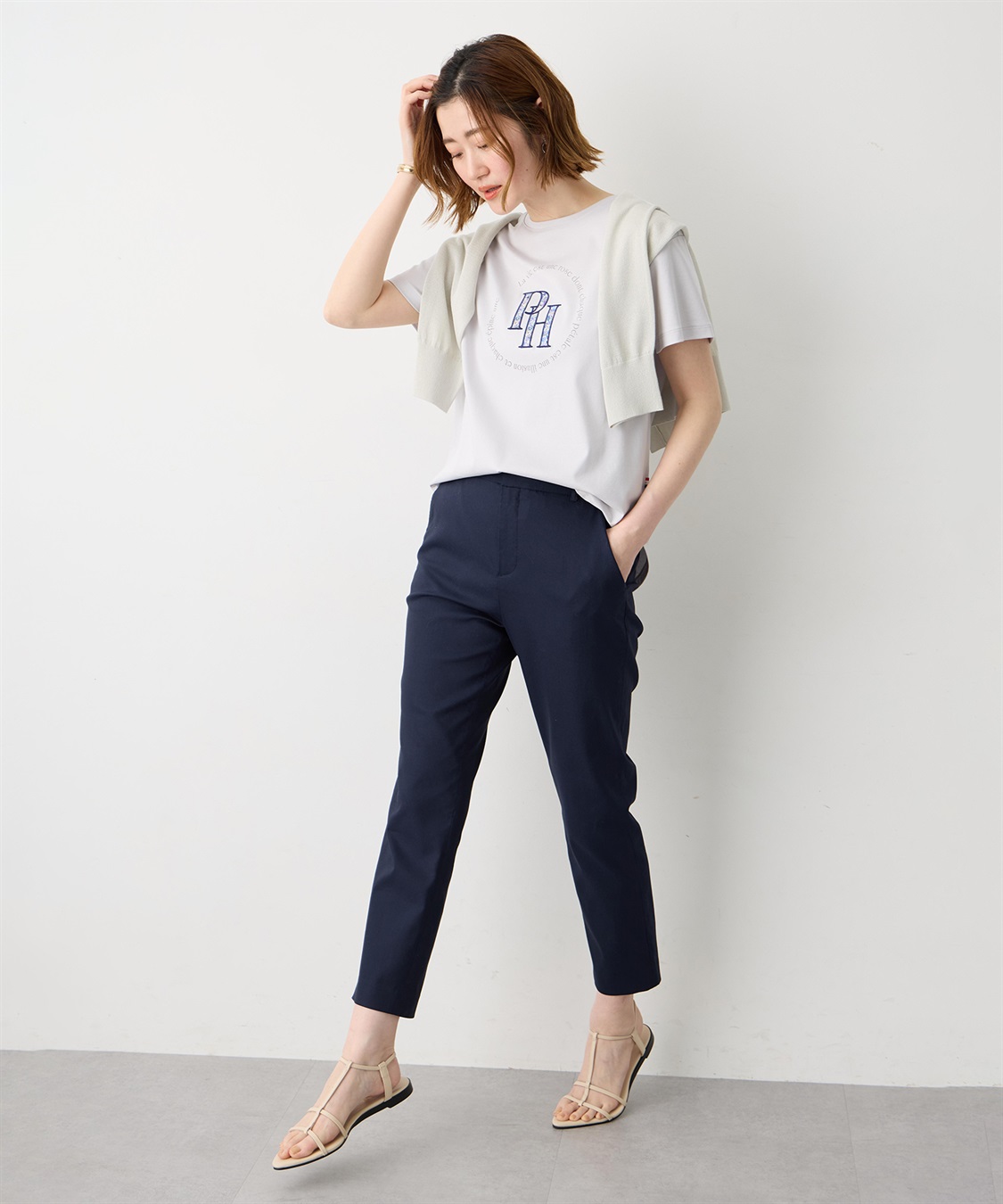 Petit Honfleur 【Liberty】リバティプリントロゴ刺しゅうTシャツ【オーガニックコットン・UVカット・接触冷感】_sub_9