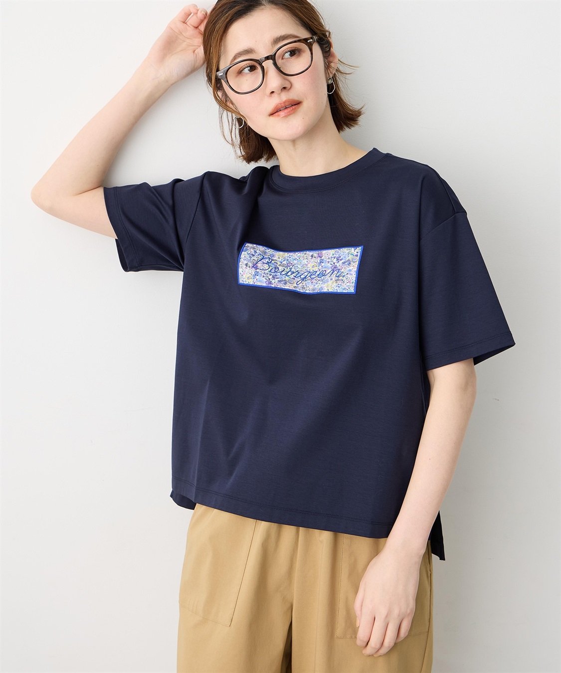 Petit Honfleur 【Liberty】リバティプリントロゴ刺しゅうTシャツ【オーガニックコットンブレンド・UVカット・接触冷感】_sub_3