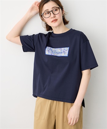 Petit Honfleur 【Liberty】リバティプリントロゴ刺しゅうTシャツ【オーガニックコットンブレンド・UVカット・接触冷感】_subthumb_3