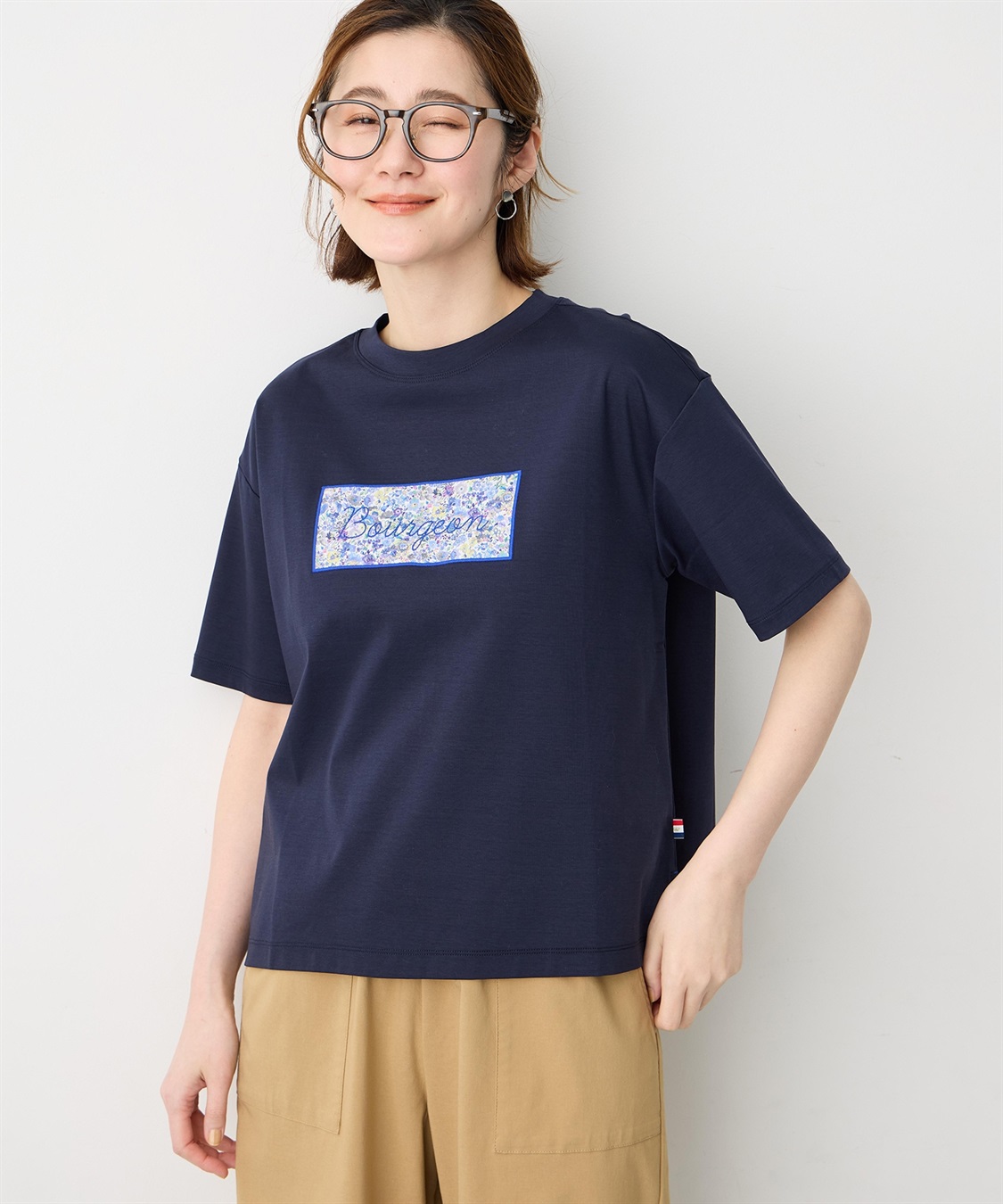 Petit Honfleur 【Liberty】リバティプリントロゴ刺しゅうTシャツ【オーガニックコットンブレンド・UVカット・接触冷感】_sub_4