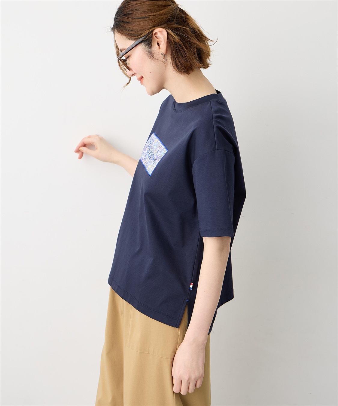 Petit Honfleur 【Liberty】リバティプリントロゴ刺しゅうTシャツ【オーガニックコットンブレンド・UVカット・接触冷感】_sub_5