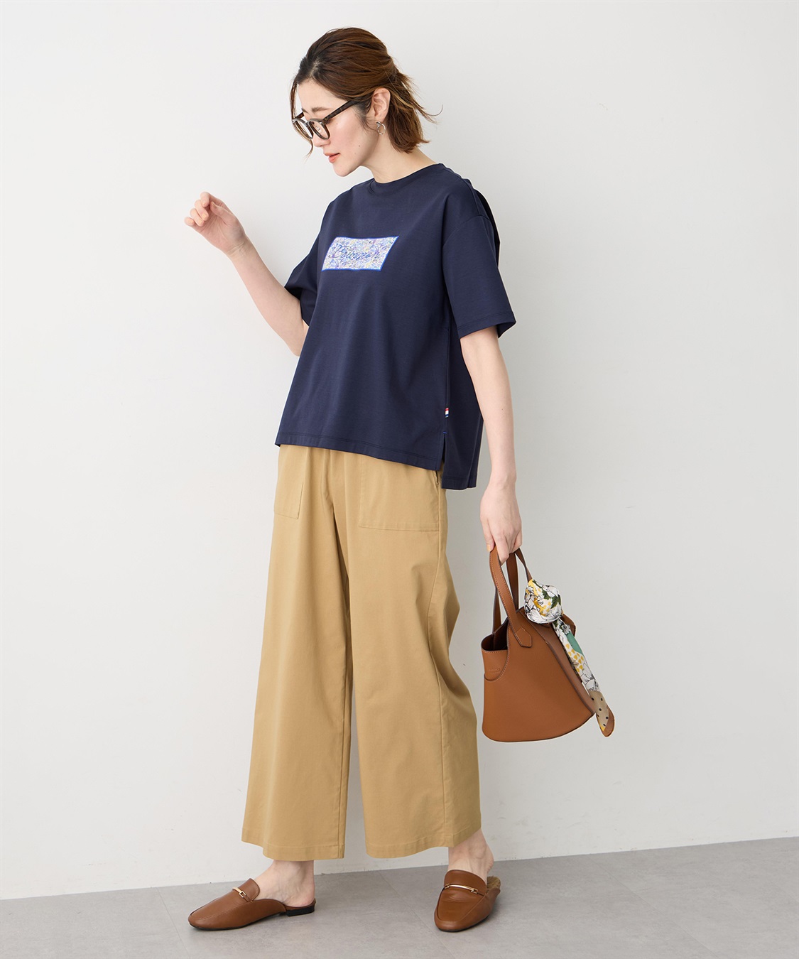 Petit Honfleur 【Liberty】リバティプリントロゴ刺しゅうTシャツ【オーガニックコットンブレンド・UVカット・接触冷感】_sub_11