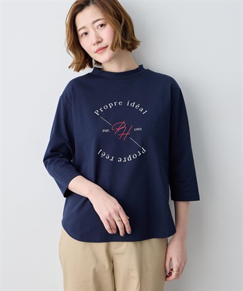Petit Honfleur ロゴプリントモックネックＴシャツ【オーガニックコットンブレンド】_subthumb_2
