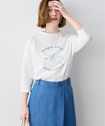 Petit Honfleur ロゴプリントモックネックＴシャツ【オーガニックコットンブレンド】_subthumb_3