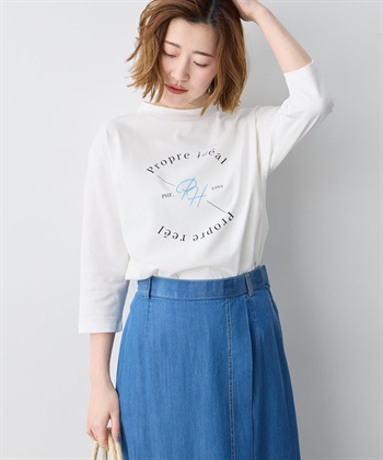 Petit Honfleur ロゴプリントモックネックＴシャツ【オーガニックコットンブレンド】_subthumb_4