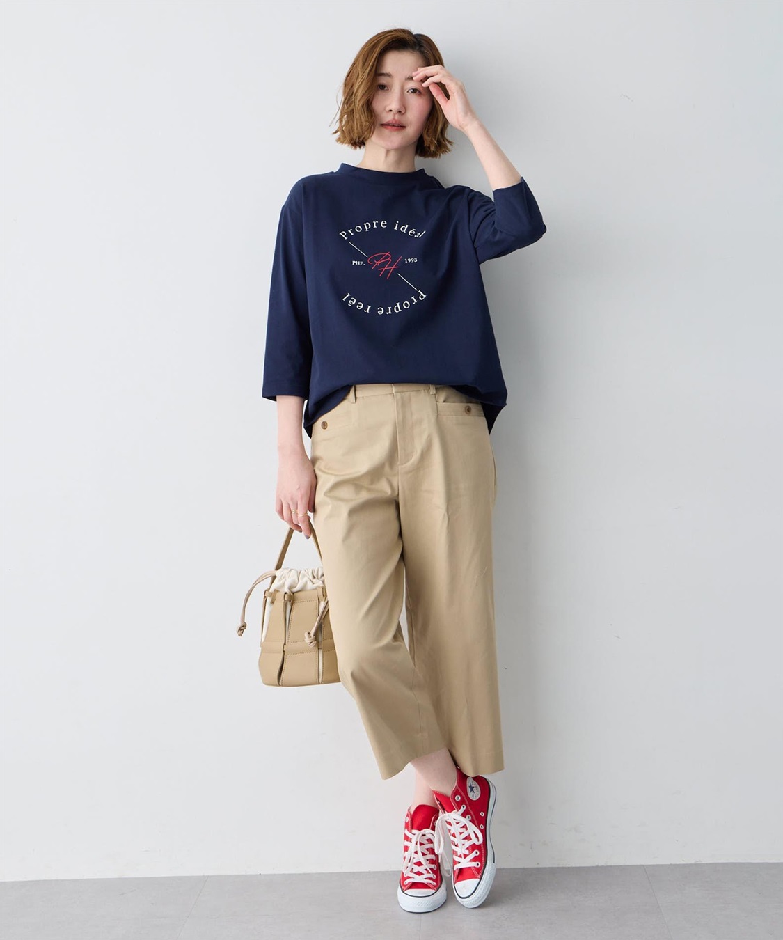 Petit Honfleur ロゴプリントモックネックＴシャツ【オーガニックコットンブレンド】_sub_5