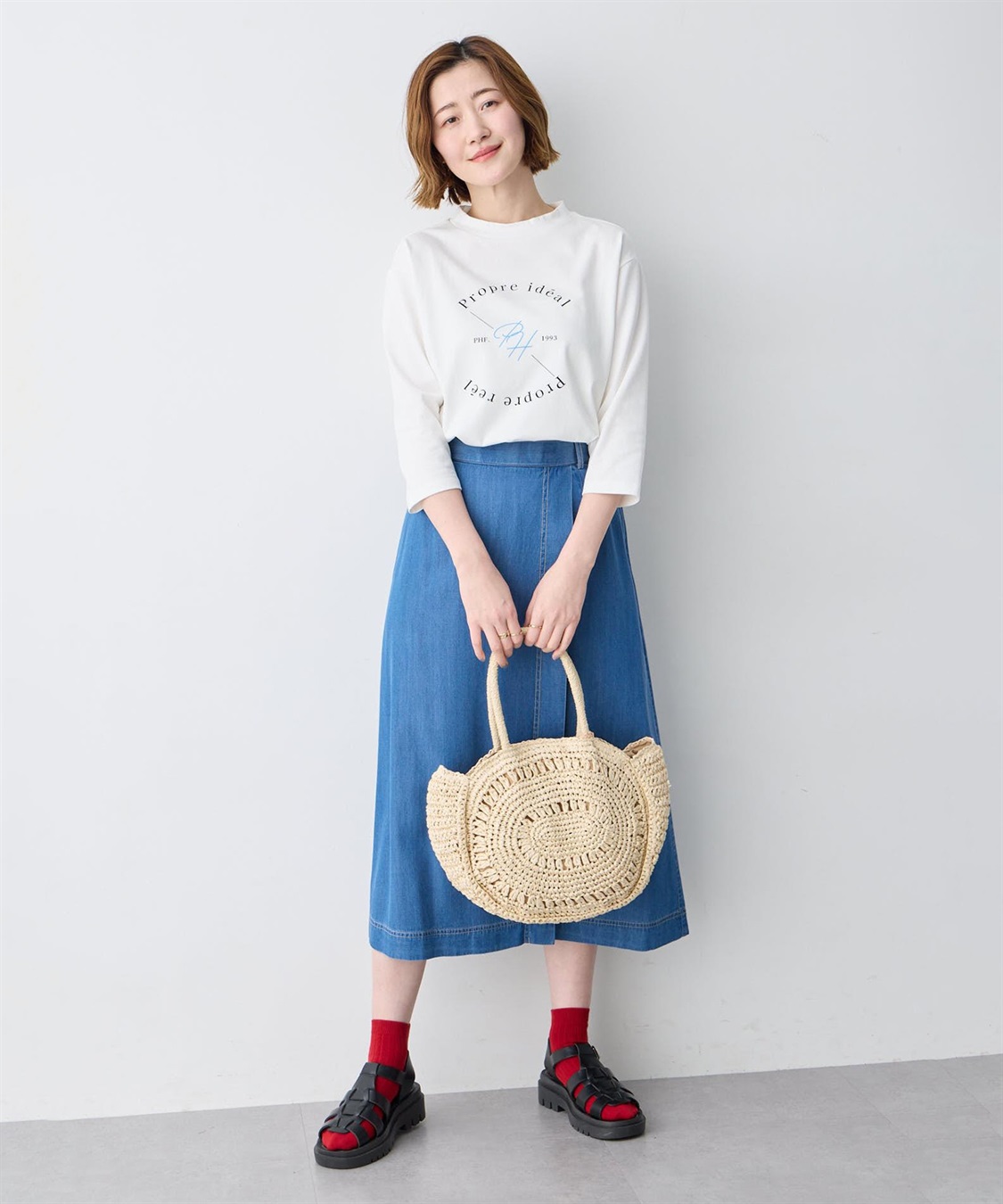 Petit Honfleur ロゴプリントモックネックＴシャツ【オーガニックコットンブレンド】_sub_7