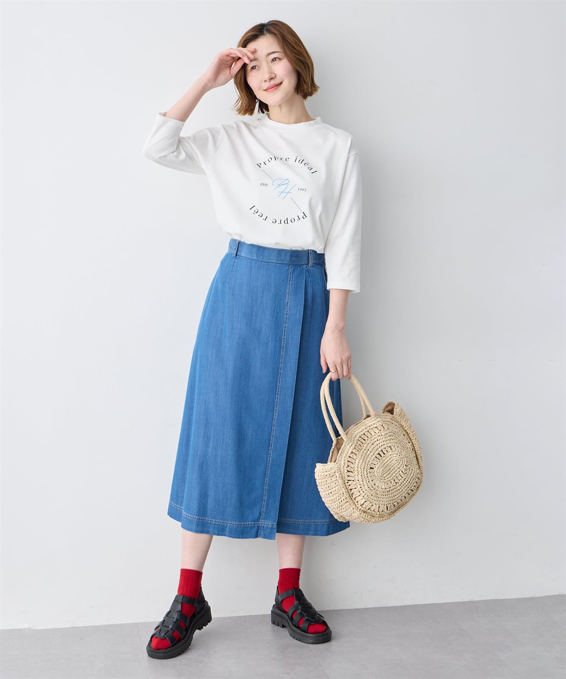 Petit Honfleur ロゴプリントモックネックＴシャツ【オーガニックコットンブレンド】_sub_8