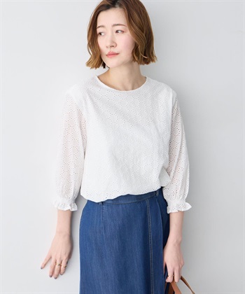 Petit Honfleur レースシャーリング袖ブラウス_subthumb_2