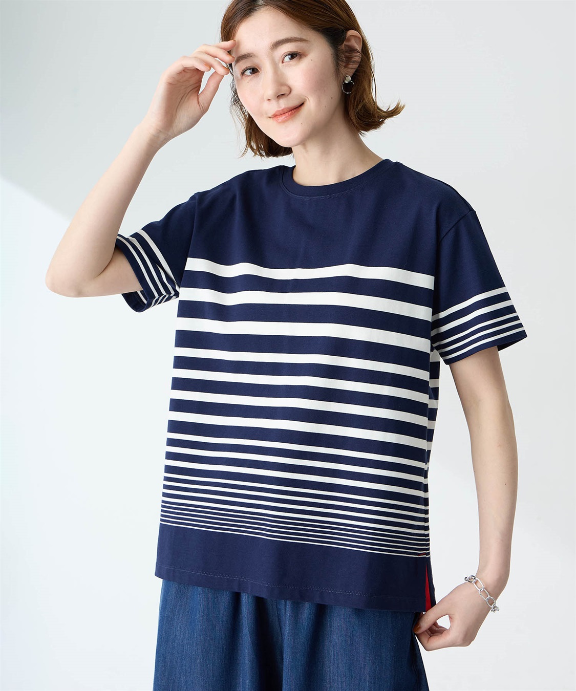 Petit Honfleur オーガニックパネルボーダーTシャツ【オーガニックコットン】【UV CUT・接触冷感】_sub_2
