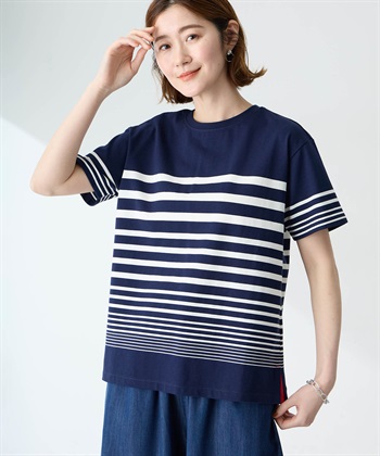 Petit Honfleur オーガニックパネルボーダーTシャツ【オーガニックコットン】【UV CUT・接触冷感】_subthumb_2