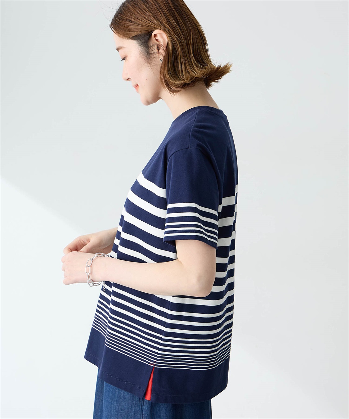Petit Honfleur オーガニックパネルボーダーTシャツ【オーガニックコットン】【UV CUT・接触冷感】_sub_3