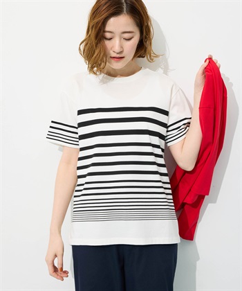 Petit Honfleur オーガニックパネルボーダーTシャツ【オーガニックコットン】【UV CUT・接触冷感】_subthumb_4