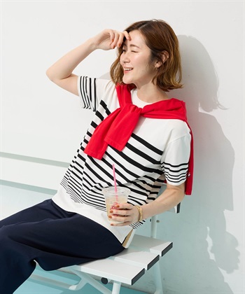 Petit Honfleur オーガニックパネルボーダーTシャツ【オーガニックコットン】【UV CUT・接触冷感】_subthumb_6