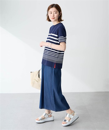 Petit Honfleur オーガニックパネルボーダーTシャツ【オーガニックコットン】【UV CUT・接触冷感】_subthumb_14