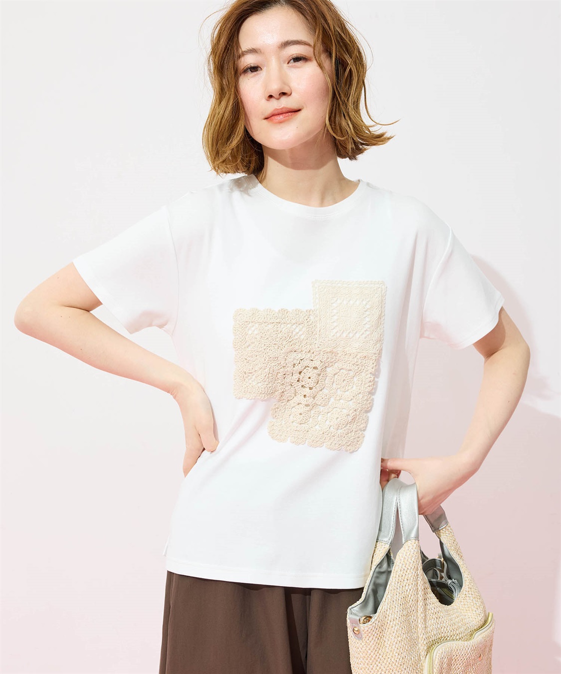 Petit Honfleur モチーフレースTシャツ【オーガニックコットンブレンド・接触冷感・UVカット】_sub_2