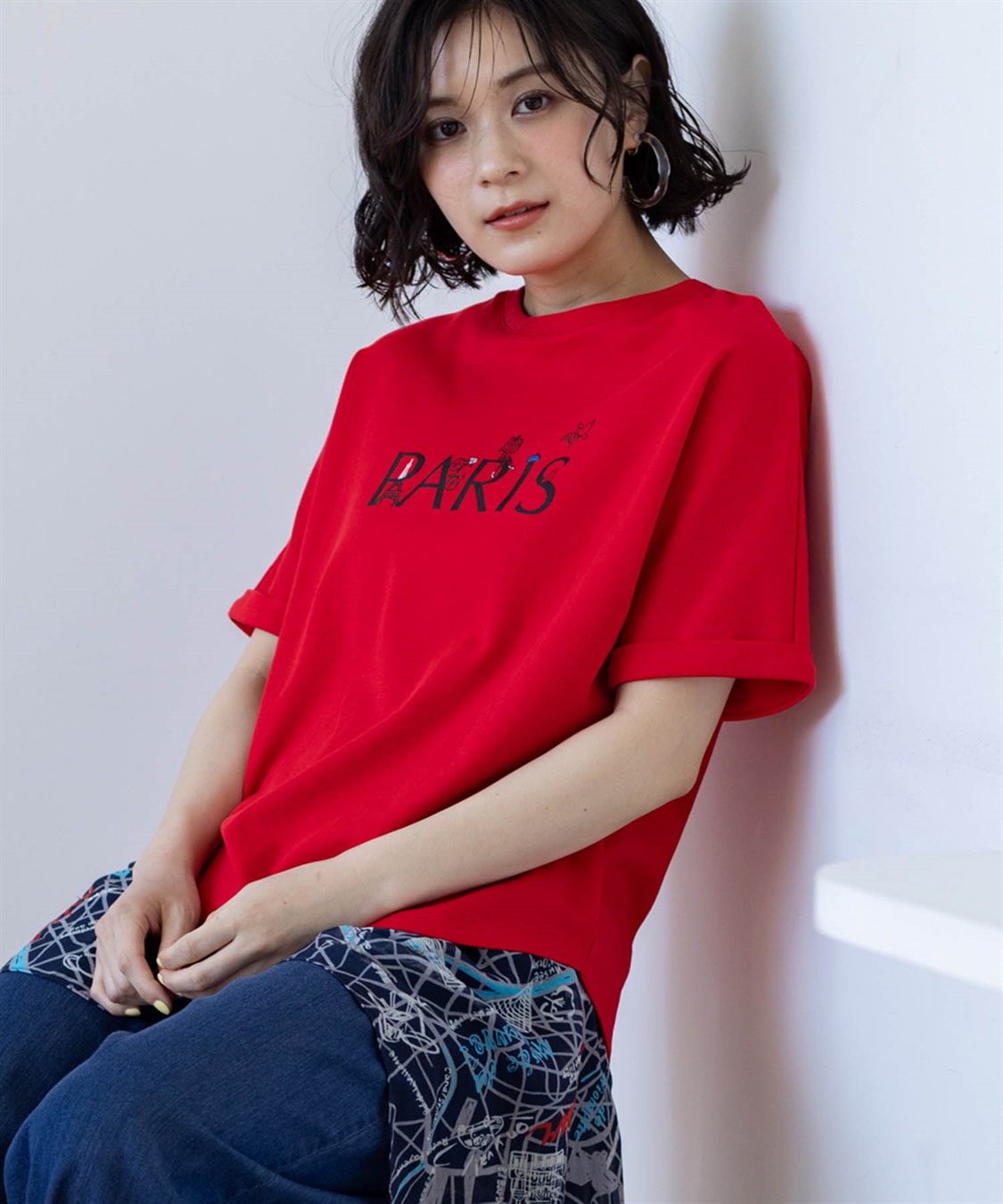 イラストレーターコラボ】PARISロゴプリントTシャツ【接触冷感・UV