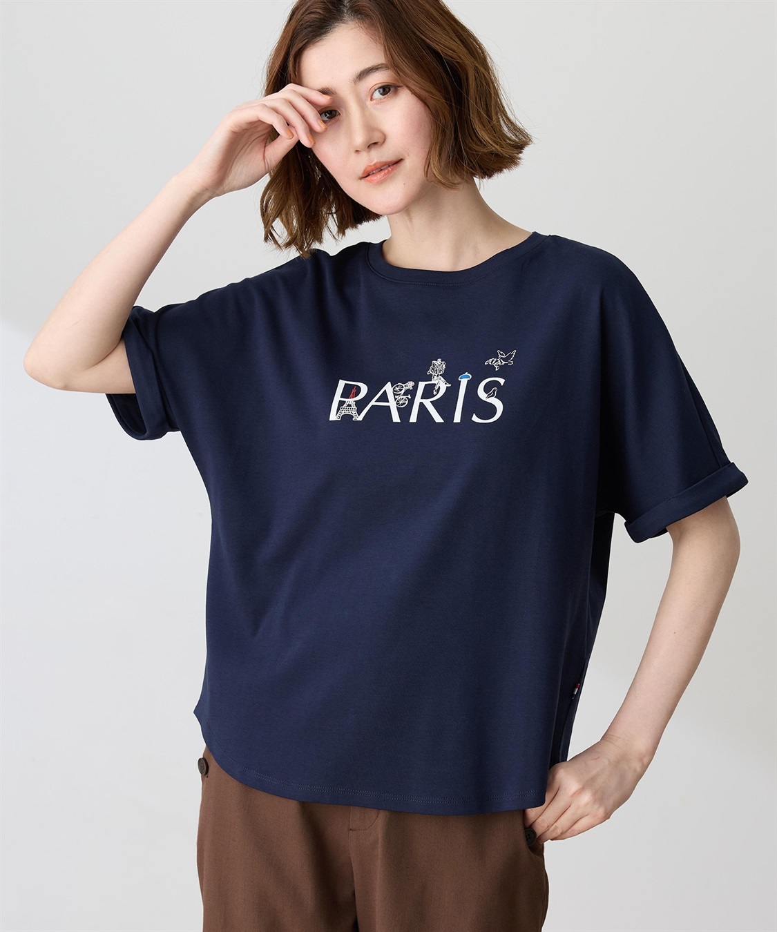 イラストレーターコラボ】PARISロゴプリントTシャツ【接触冷感・UV