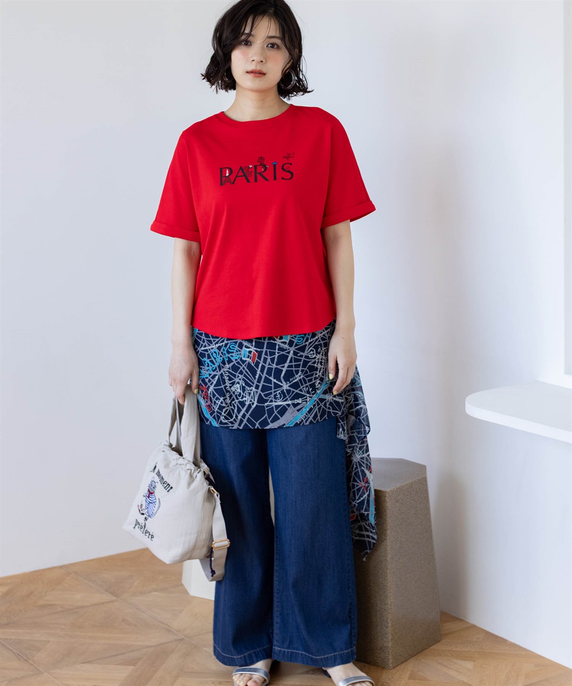 イラストレーターコラボ】PARISロゴプリントTシャツ【接触冷感・UV