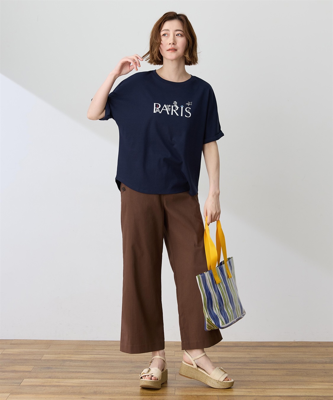 Petit Honfleur 【イラストレーターコラボ】PARISロゴプリントTシャツ【接触冷感・UVカット・オーガニックコットンブレンド】_sub_10