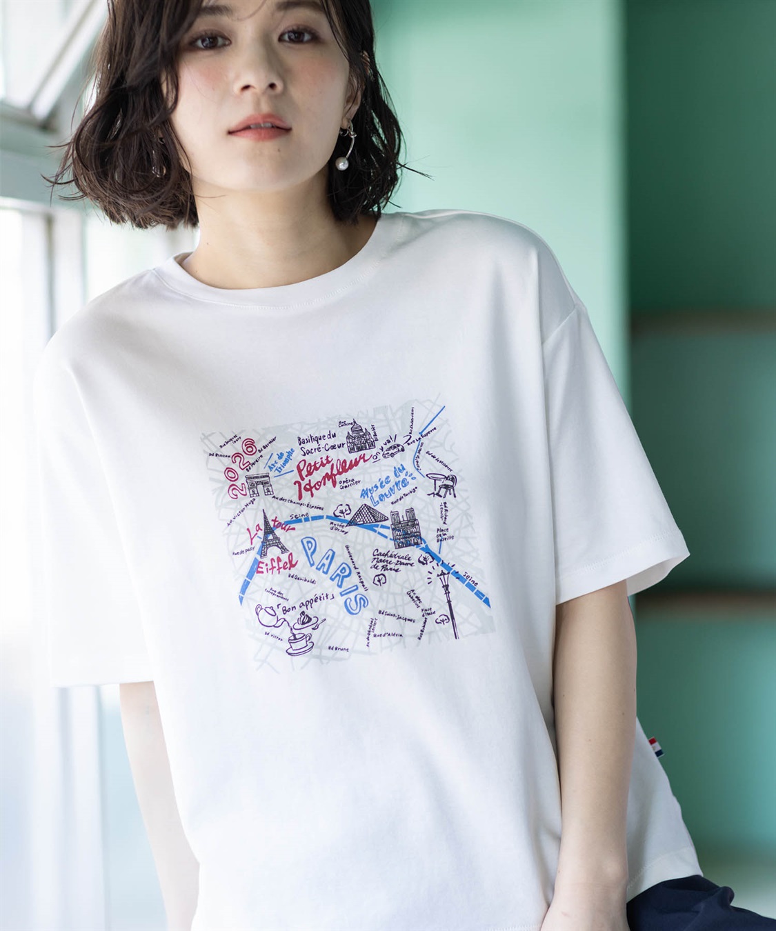 イラストレーターコラボ】マップモチーフプリントTシャツ【接触冷感