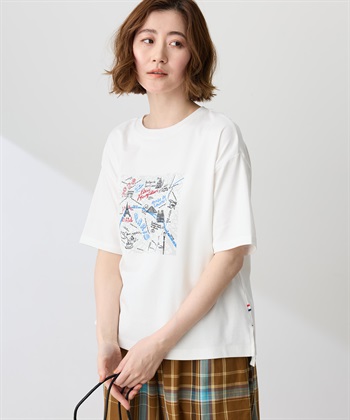 Petit Honfleur 【イラストレーターコラボ】マップモチーフプリントTシャツ【接触冷感・UVカット・オーガニックコットンブレンド】_subthumb_3
