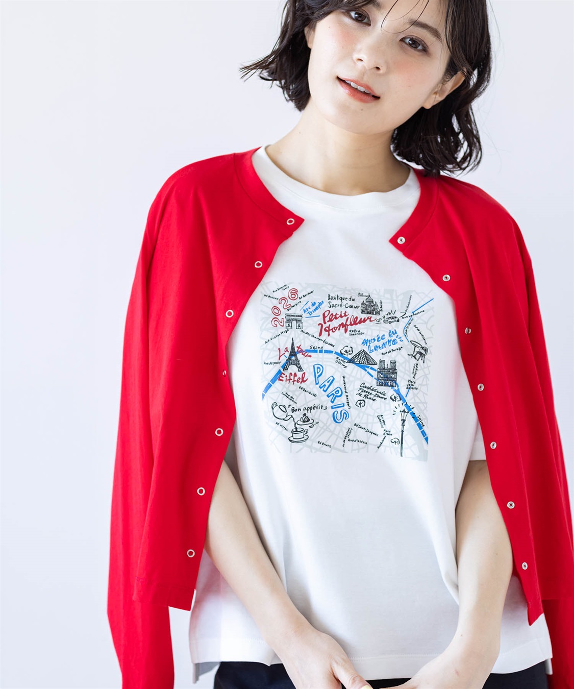 Petit Honfleur 【イラストレーターコラボ】マップモチーフプリントTシャツ【接触冷感・UVカット・オーガニックコットンブレンド】_sub_10