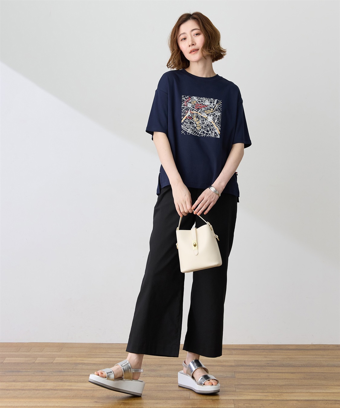 Petit Honfleur 【イラストレーターコラボ】マップモチーフプリントTシャツ【接触冷感・UVカット・オーガニックコットンブレンド】_sub_11