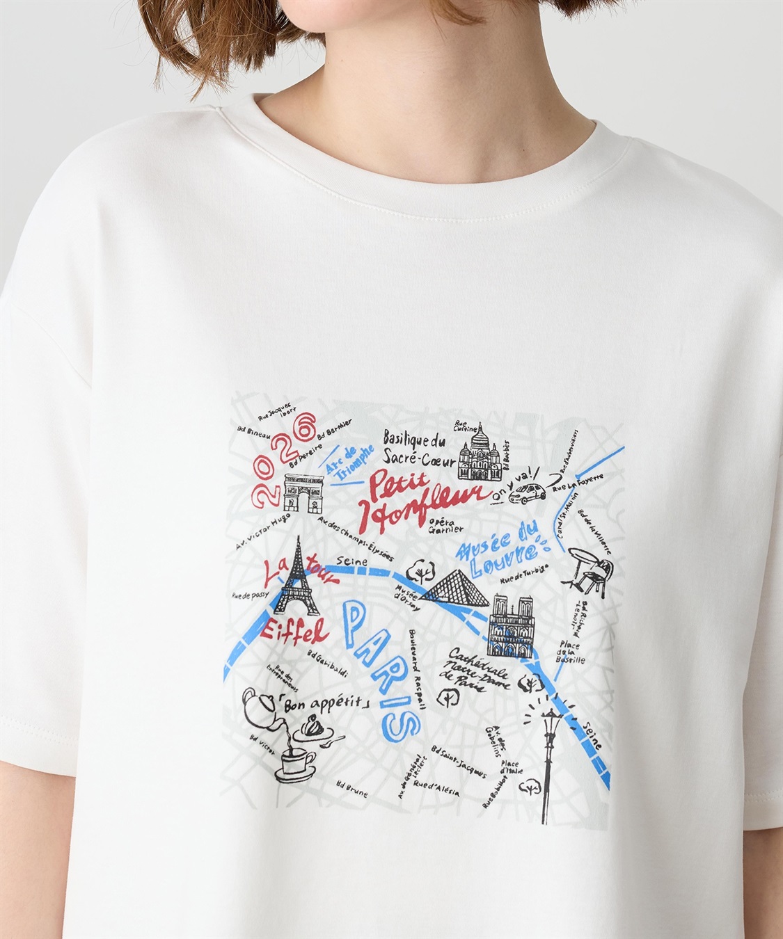 Petit Honfleur 【イラストレーターコラボ】マップモチーフプリントTシャツ【接触冷感・UVカット・オーガニックコットンブレンド】_sub_17