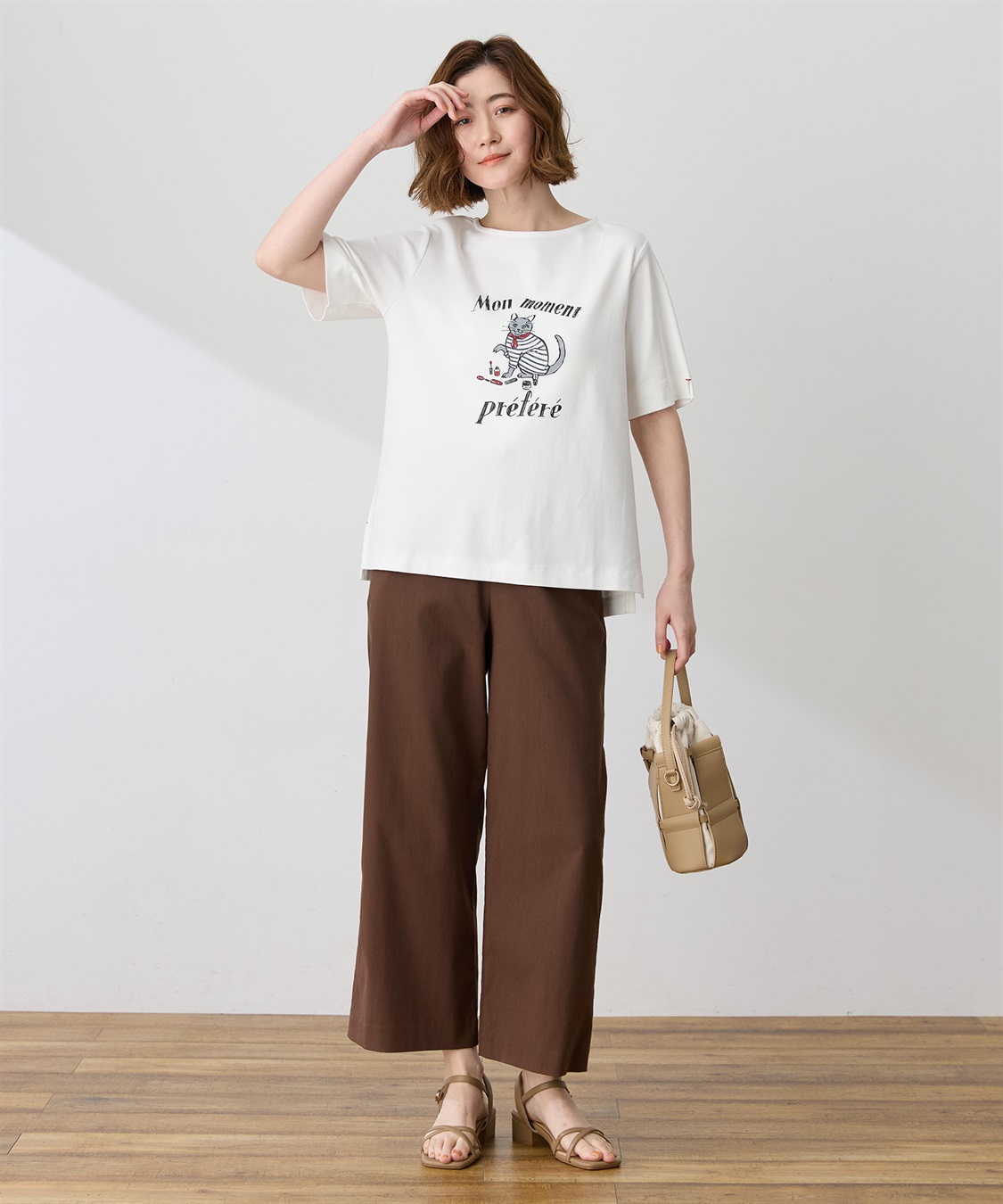 Petit Honfleur 【イラストレーターコラボ】猫プリントTシャツ【接触冷感・UVカット・オーガニックコットンブレンド】_sub_8