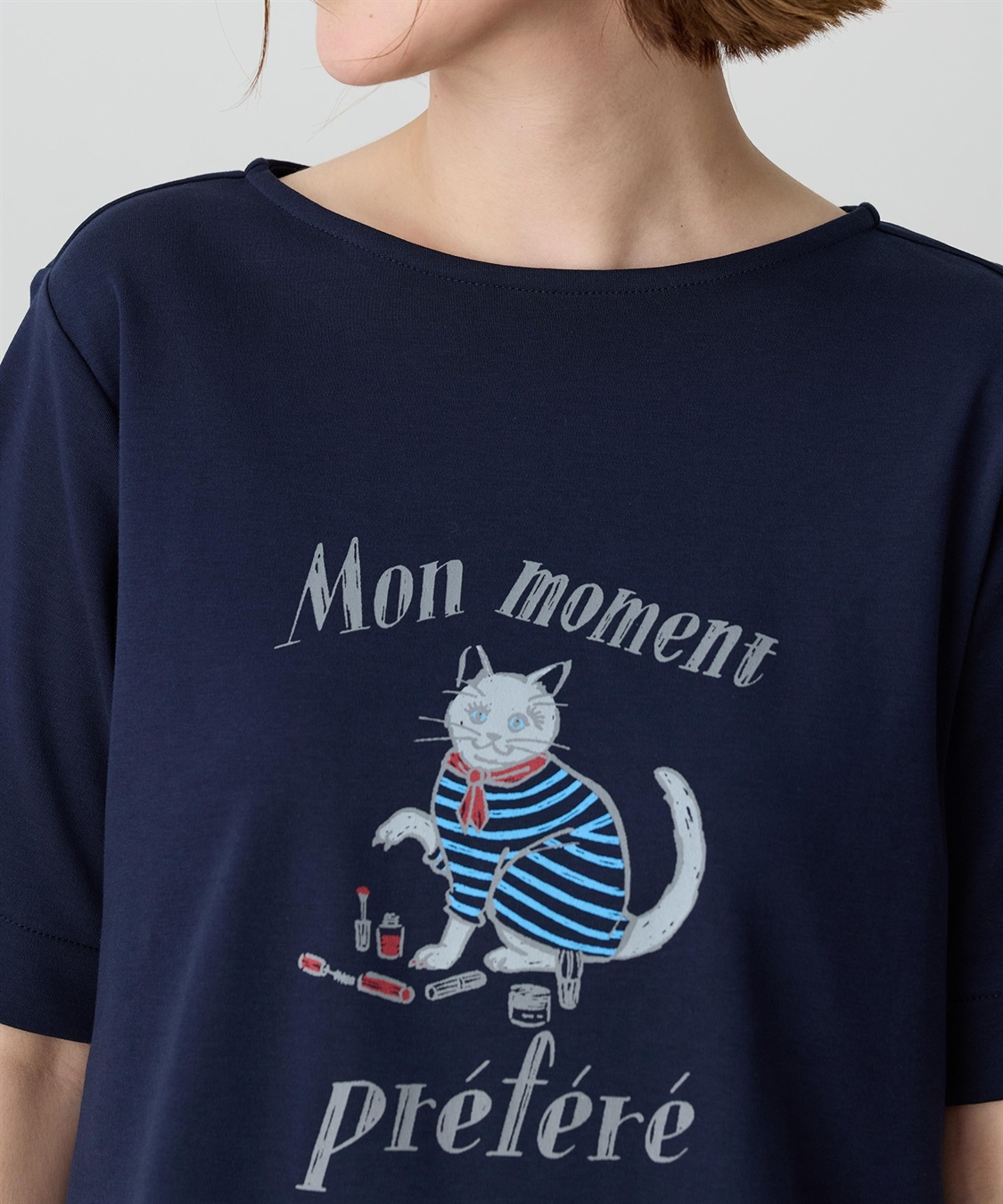 ひなた、猫イラスト コットンTシャツ Lサイズ イラストレーターコラボ】猫プリントTシャツ【接触冷感・UVカット