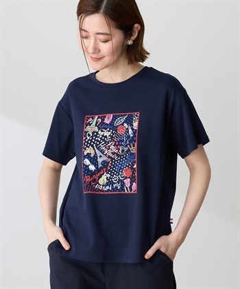 Petit Honfleur 【イラストレーターコラボ】ドットモチーフプリントTシャツ【接触冷感・UVカット・オーガニックコットンブレンド】_subthumb_1