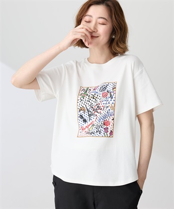 Petit Honfleur 【イラストレーターコラボ】ドットモチーフプリントTシャツ【接触冷感・UVカット・オーガニックコットンブレンド】_subthumb_4