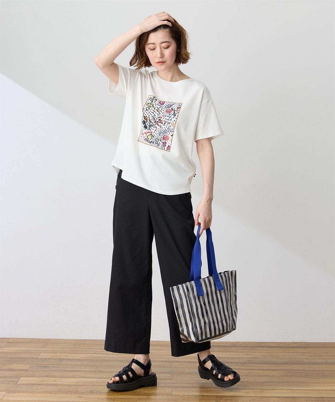 Petit Honfleur 【イラストレーターコラボ】ドットモチーフプリントTシャツ【接触冷感・UVカット・オーガニックコットンブレンド】_sub_6