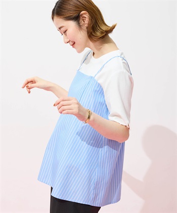 Petit Honfleur キャミ&Tシャツアンサンブル【オーガニックコットンブレンド・接触冷感・UVカット】_subthumb_2