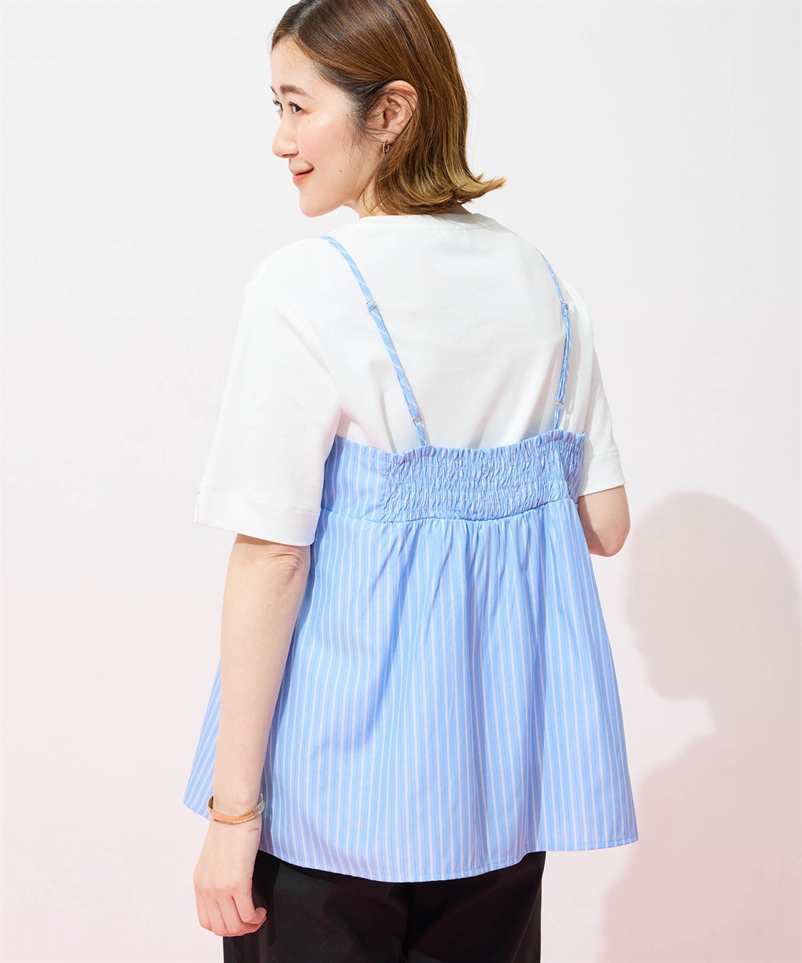 Petit Honfleur キャミ&Tシャツアンサンブル【オーガニックコットンブレンド・接触冷感・UVカット】_sub_3