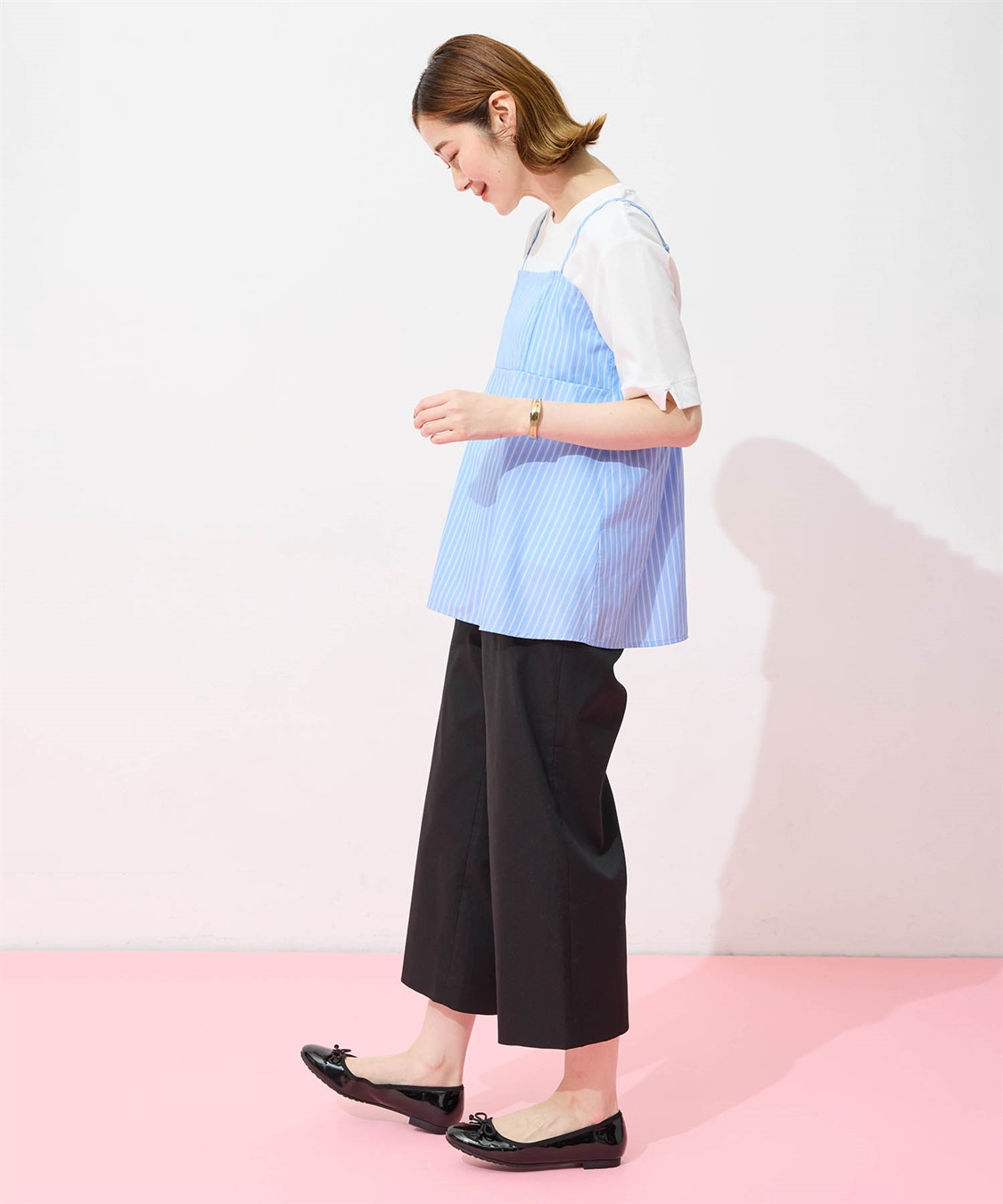 Petit Honfleur キャミ&Tシャツアンサンブル【オーガニックコットンブレンド・接触冷感・UVカット】_sub_13