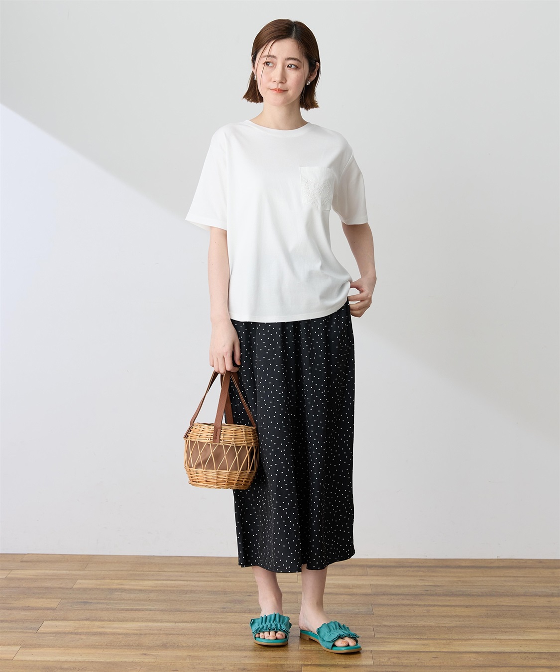 Petit Honfleur 刺しゅうポケットTシャツ【接触冷感・UVカット・オーガニックコットンブレンド】_sub_7