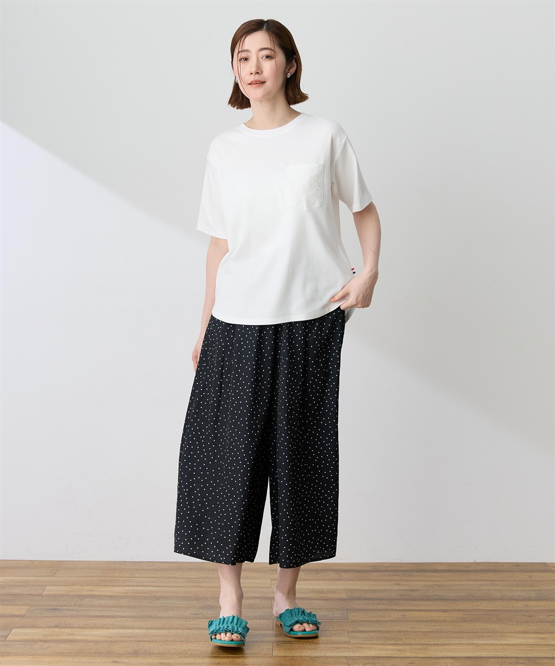 Petit Honfleur 刺しゅうポケットTシャツ【接触冷感・UVカット・オーガニックコットンブレンド】_sub_8