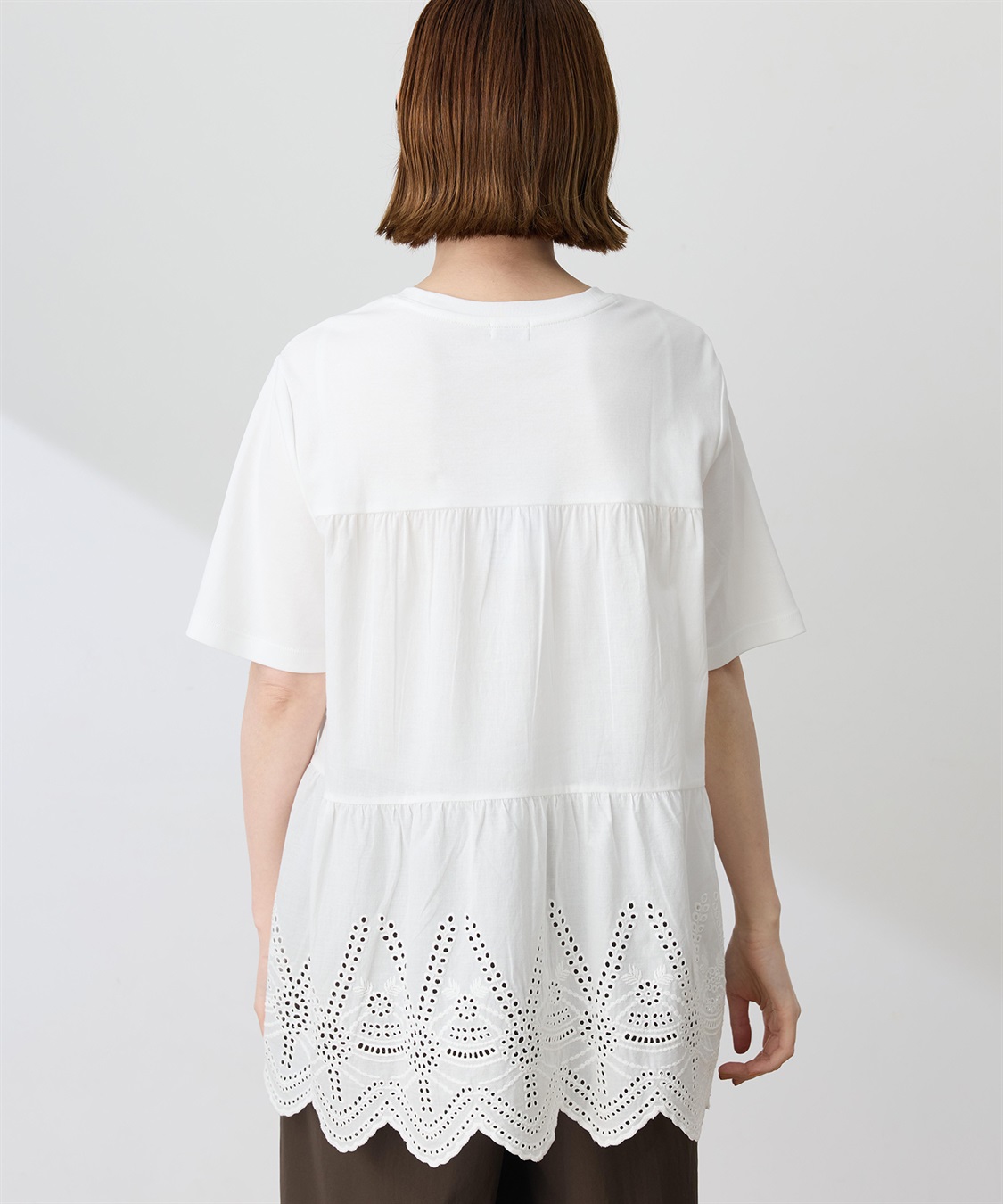 Petit Honfleur バックレースドッキングチュニックTシャツ【接触冷感・UVカット・オーガニックコットンブレンド】_sub_3