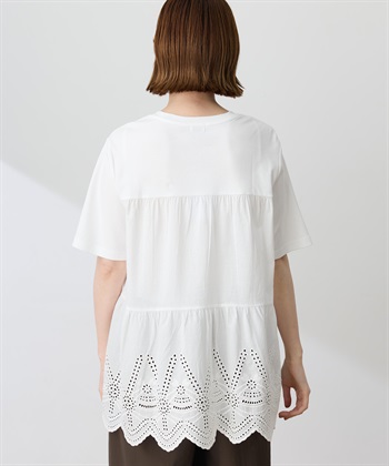 Petit Honfleur バックレースドッキングチュニックTシャツ【接触冷感・UVカット・オーガニックコットンブレンド】_subthumb_3