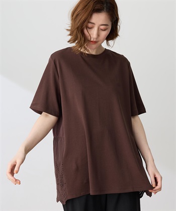 Petit Honfleur バックレースドッキングチュニックTシャツ【接触冷感・UVカット・オーガニックコットンブレンド】_subthumb_4