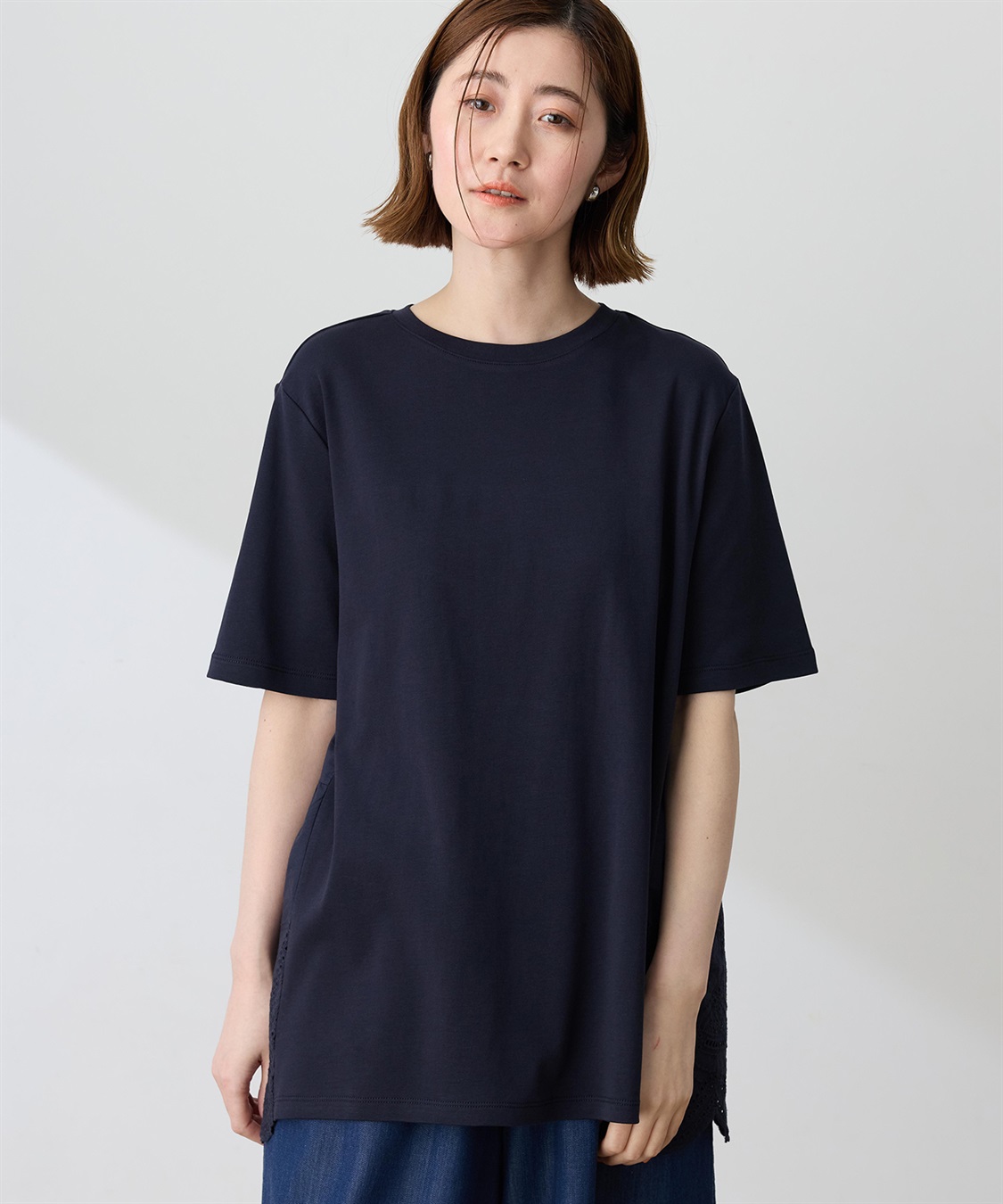 Petit Honfleur バックレースドッキングチュニックTシャツ【接触冷感・UVカット・オーガニックコットンブレンド】_sub_6