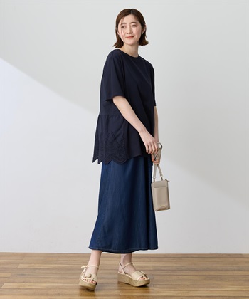 Petit Honfleur バックレースドッキングチュニックTシャツ【接触冷感・UVカット・オーガニックコットンブレンド】_subthumb_7