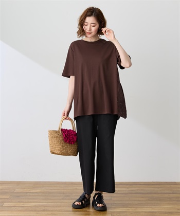 Petit Honfleur バックレースドッキングチュニックTシャツ【接触冷感・UVカット・オーガニックコットンブレンド】_subthumb_10