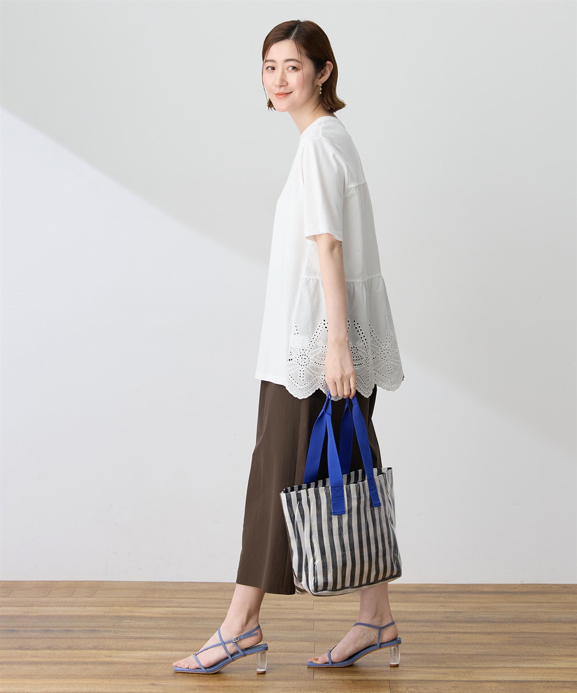 Petit Honfleur バックレースドッキングチュニックTシャツ【接触冷感・UVカット・オーガニックコットンブレンド】_sub_12