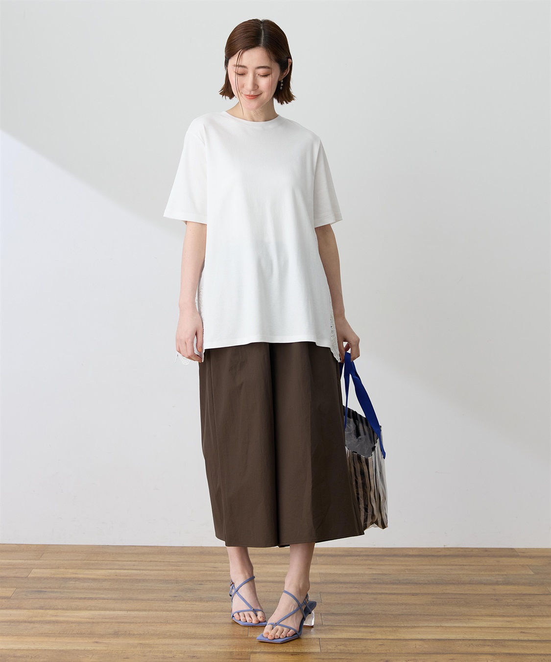 Petit Honfleur バックレースドッキングチュニックTシャツ【接触冷感・UVカット・オーガニックコットンブレンド】_sub_13