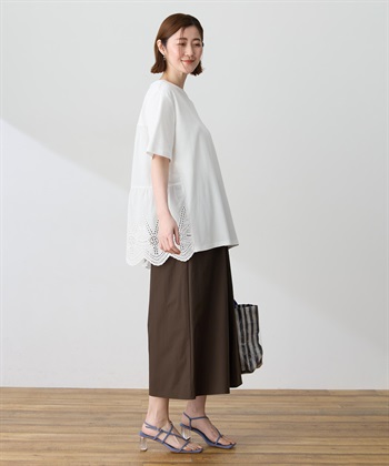 Petit Honfleur バックレースドッキングチュニックTシャツ【接触冷感・UVカット・オーガニックコットンブレンド】_subthumb_14