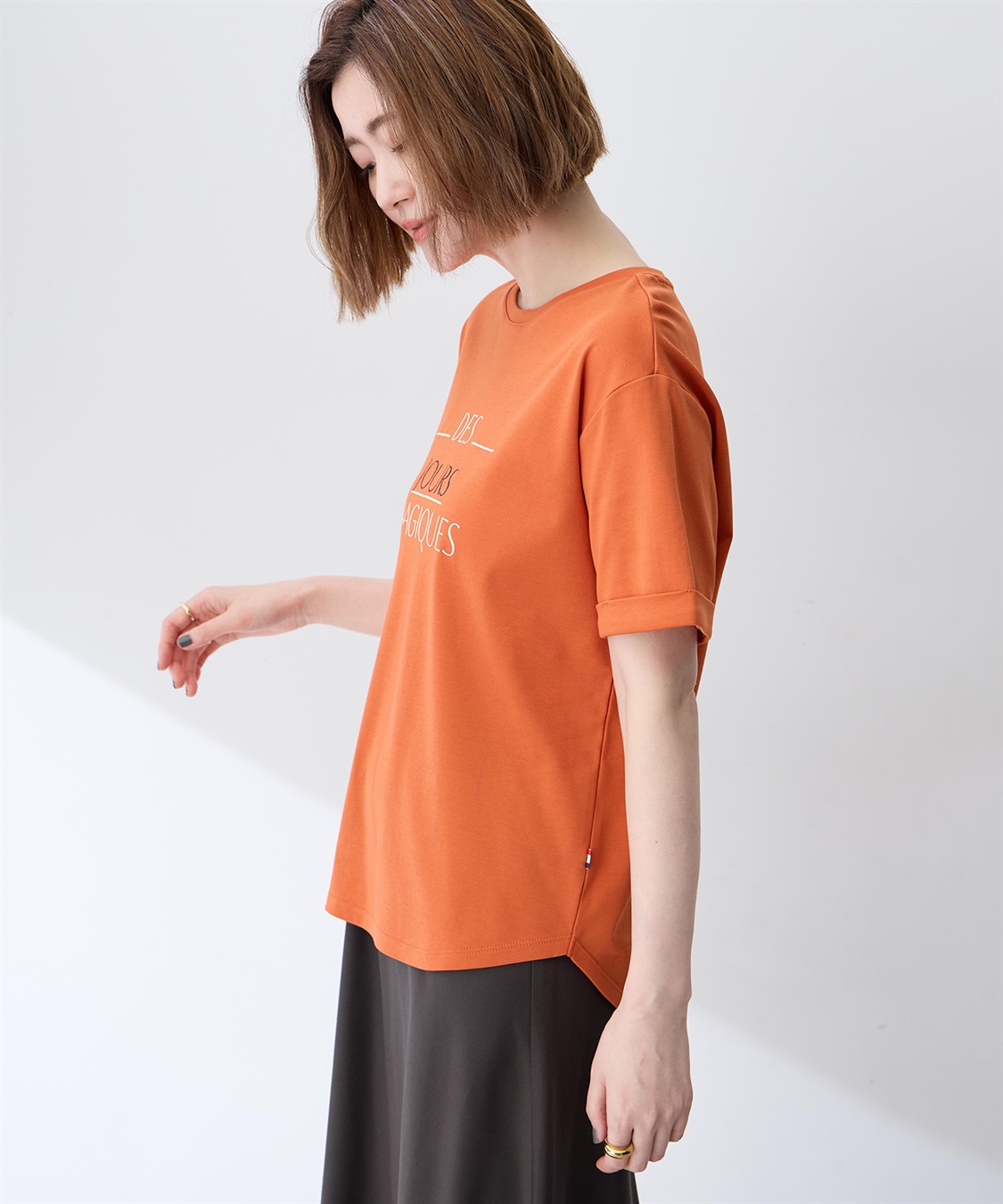 Petit Honfleur ロゴプリントTシャツ【接触冷感・UVカット・オーガニックコットンブレンド】_sub_1