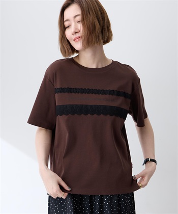 Petit Honfleur レースロゴプリントTシャツ【接触冷感・UVカット・オーガニックコットンブレンド】_subthumb_3